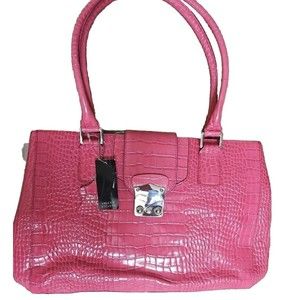 NWT Valerie Stevens Pink Crocodile Leather Handbag/Purse Tote